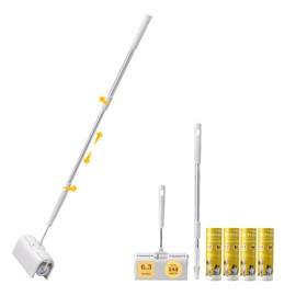 HapChron Large Surface Lint Roller with Extendable Long Handle Dust-Proof Cover 6.3'' Wider 240 Sheets, Long Handle Sticky Mop for Cleaning Furniture Carpet Floor Curtains and Pet Hair