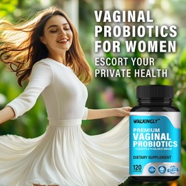 WALKINGLY Vaginal Probiotics for Women, with Prebiotics & Lactobacillus Probiotic Blend, Women's Vaginal Health Supplement, Womens Probiotic for Vaginal Health, Urinary, PH Balance, 120 Capsules