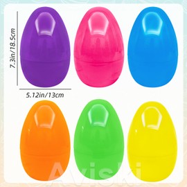 Aviski 12Pcs 7.3'' Jumbo Large Plastic Easter Eggs for Kids Egg Hunt Basket Bag Empty Stuffers Fillers, Toys Filling Treats & Easter Theme Party Supplies Favor