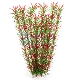 Norgail Large Aquarium Plants Artificial Plastic Fish Tank Plants Decoration Ornaments Safe for All Fish 21 Inches Tall (1pcs Red&Green)