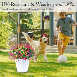 Artificial Flowers for Outdoors, Fake Faux Plants Outside Realistic Spring Summer Decor,8 Bundles Artificial Fake Silk Flowers UV Resistant for Home Porch Garden Patio Yard Decoration