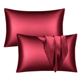 Imperial Rooms Satin Pillowcase 2 Pack – Satin Silk Pillowcases for Hair and Skin, Gifts for Women – Burgundy Pillow cases with Envelope Closure (50x75 cm)