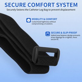 4 Packs Leg Bag Straps(Black), Buckle-Type Hook and Loop Strap,Urine Drainage Bag Strap Catheter Leg Bag Straps with Soft Elastic Fabric Comfortable Silicone Grips for Men Women