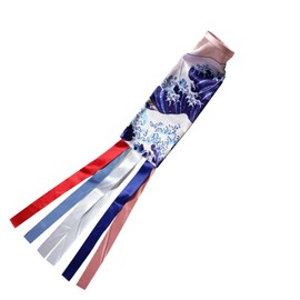 Carp Streamer for Carp Streamers 4.9 ft (1.4 m) with Single Mouth Metal Clasp Design "Off Kanagawa Wave Offshore" for May Doll and Festival