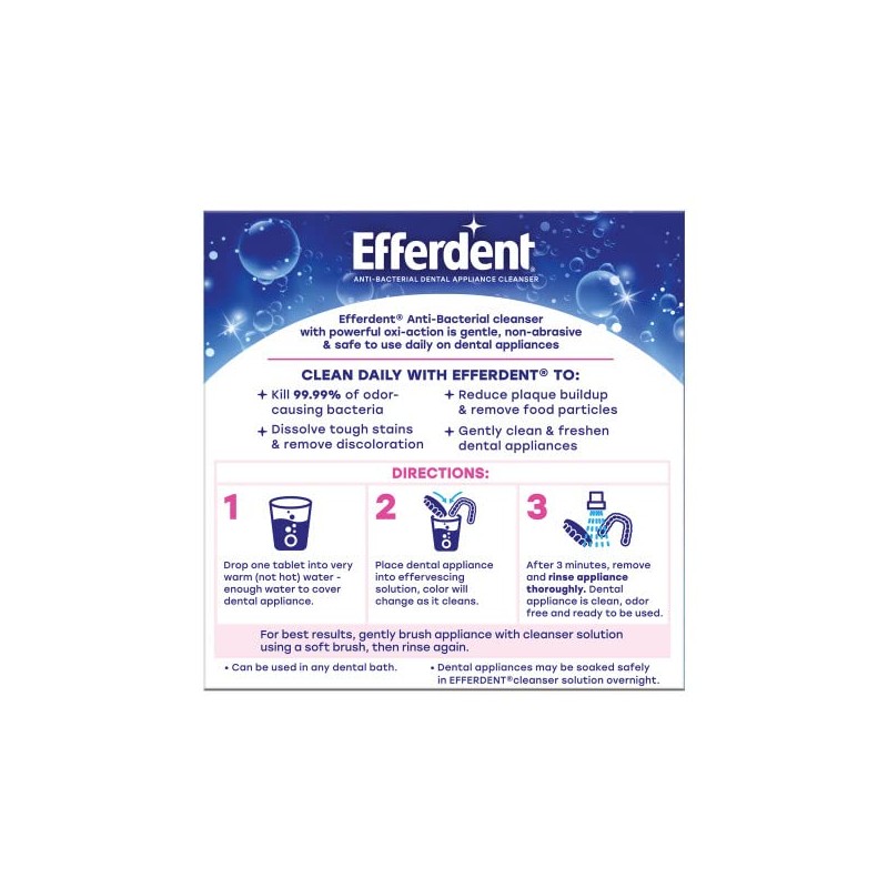 Efferdent Denture Cleanser Tablets, Complete Clean, Cleanser for Retainer and