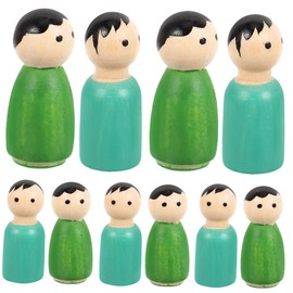 SAFIGLE 1 Set Graffiti Puppet Wooden Peg Dolls Family Doll Bodies Wood Decor Little Wooden People Peg People Unfinished Wooden Pegs Robot Toys DIY Wood Craft Child Sand Table Household