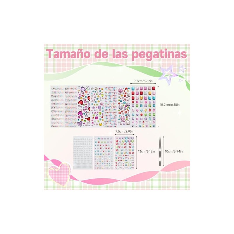 2743 Piezas Diamantes Autoadhesivas Brillo, Decora y Personaliza Cualquier Objeto