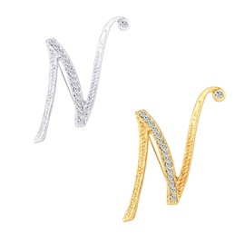 2 broches de vidrio con iniciales chapados en oro para mujer delicados A-Z 26 monogramas