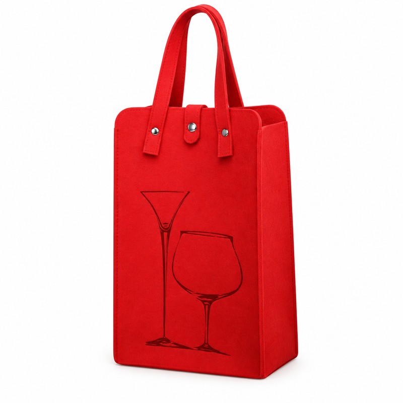 Felt Wine Bag for Gifting – Reusable Double Bottle Carrier