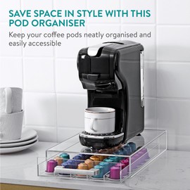Navaris Acrylic Coffee Pod Holder - Transparent Coffee Capsule Storage - Easy-to-Use Coffee Pods Organiser, Machine Stand & Space Saver - Coffee Station Pod Holders - An Ideal Gift