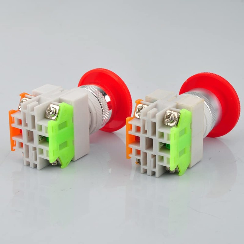 KEDU 22mm 10A 660V IP55 1NO 1NC Red Mushroom Self-Locking