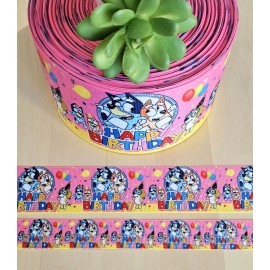 Unbranded 7/8, 1.5 & 3" (1 YD) Blue dog Birthday Girl Grosgrain Ribbon Balloons Party - 7/8 inch