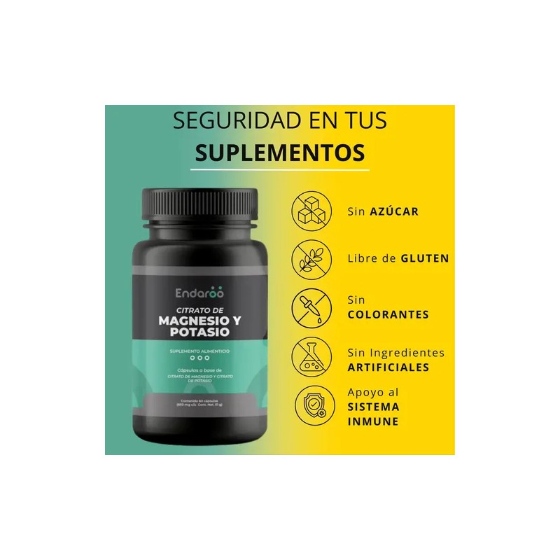 Citrato Magnesio Potasio Capsulas 850 Endaroo