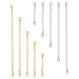 PATIKIL 2/3/4/5/6 Inch Necklace Extender, 10 Pack Necklace Clasps Chain Extenders Extension for Necklaces Bracelet Jewelry Making, Golden Silver