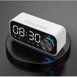 Barook Wireless Bluetooth Speaker with Alarm Clock Stereo Bass USB/TF Card Capable - White