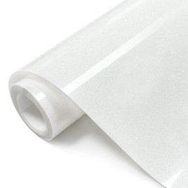 SCZENQI White Glitter HTV Transfer Vinyl Roll - 12" x 8ft. White Glitter Iron on Vinyl for DIY T-Shirts, Cricut Glitter HTV Heat Transfer Vinyl for All Cutting Machines, Easy to Cut & Weed (8FT)