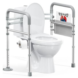 HOMLAND Toilet Safety Rails for Seniors, Adjustable Height & Width 350lb Toilet Handles for Elderly and Disabled, Foldable Toilet Safety Frame, Fit Any Toilet