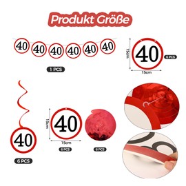 40th Birthday Men Women Decoration Set, Traffic Sign Swirl 40th Birthday Decoration Garland Banner, Streamers Decoration 40th Birthday Man Woman, Spirals Birthday Decoration for Anniversary 40s