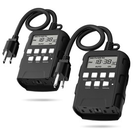 BN-LINK 7 Day Outdoor Heavy Duty Digital Programmable Timer, Outdoor Timer Outlet Waterproof, Grounded Electrical Outlets for Christmas Lights Lamps Ponds, 1875W 1/2HP, ETL Listed-2PACK