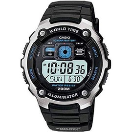 Casio AE-2000W-1AVCF Men's AE2000W-1AV Silver-Tone and Black Multi-Functional Digital Sport Watch