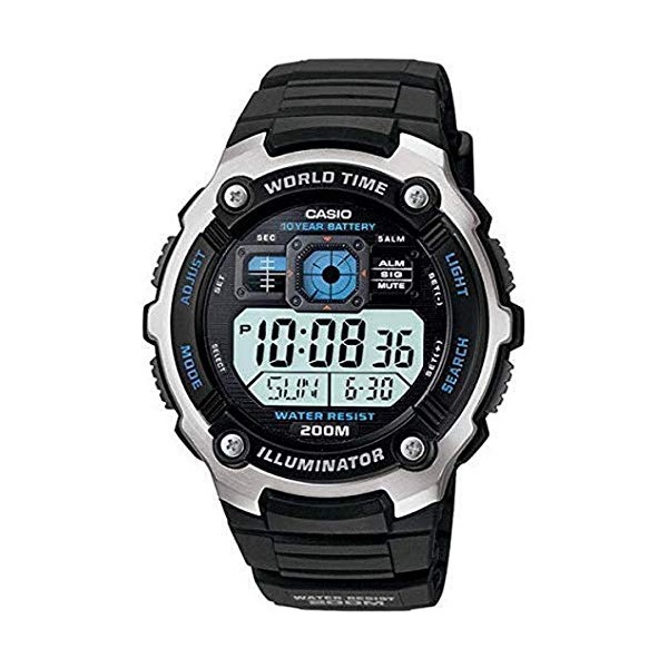 Casio AE-2000W-1AVCF Men's AE2000W-1AV Silver-Tone and Black Multi-Functional Digital Sport