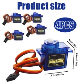 SG90 Servo Motor 4PCS Set, Metal Gear for RC Robots, DIY Projects, High Torque Micro Servo Motor for Robotics and Model Kits