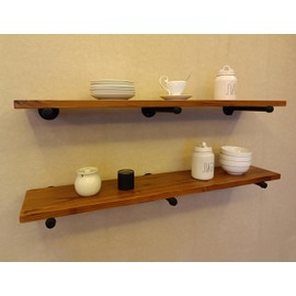 HDDFER Industrial Pipe Wall Wood Shelves,Real Wooden Shelves 48" in Special Brown Color with 1.2" Extra Thickness, Modern Floating Shevles Bookshelf Shelving Units for Rustic Farmhouse Decor