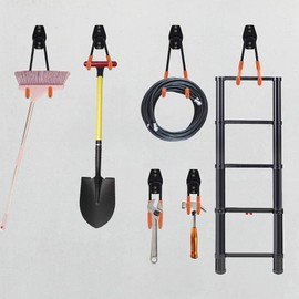 HOME MASTER HARDWARE 12 Pack Garage Hooks Heavy Duty,Garage Storage Hooks,Hanger Anti-Slip Wall Mount Utility Double Hooks Garage Organizer Tool Storage for Garden Tools,Ladders,Bike and Bulky Items