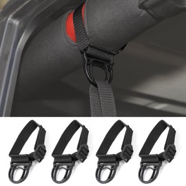 FSYHKJ 4-Pack Black Coat Hook Kit for Jeep Wrangler 1997-2024 Unlimited CJ YJ LJ TJ JK JKU JL JLU 4XE Gladiator JT Clothes Rack Roll Bar Accessories