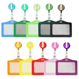 Hard Plastic ID Badge Holder ID Badge Holder ID Card Holder Yo-Yo Attachment Clip Adjustable for Business Events, Exhibitions, Office and School Supplies, Pack of 10