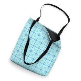 Blue Squares Grid Crosses Dot Molecule Scandinavian Pattern Tote Bag