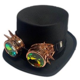 Stylex Party Steampunk Holographic Goggles & Top Hat Bundle Set Fancy Dress Retro Vintage