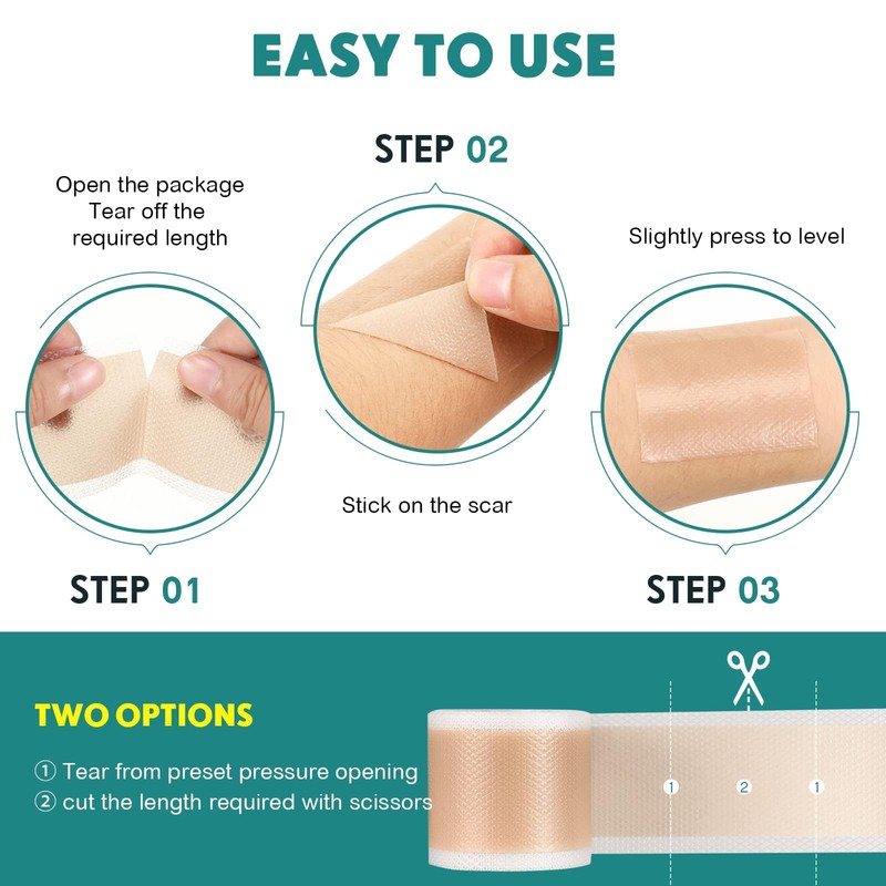 Silicone Scar Sheets, Silicone Scar Tape(1.8” x 157” Roll-4M), Scar