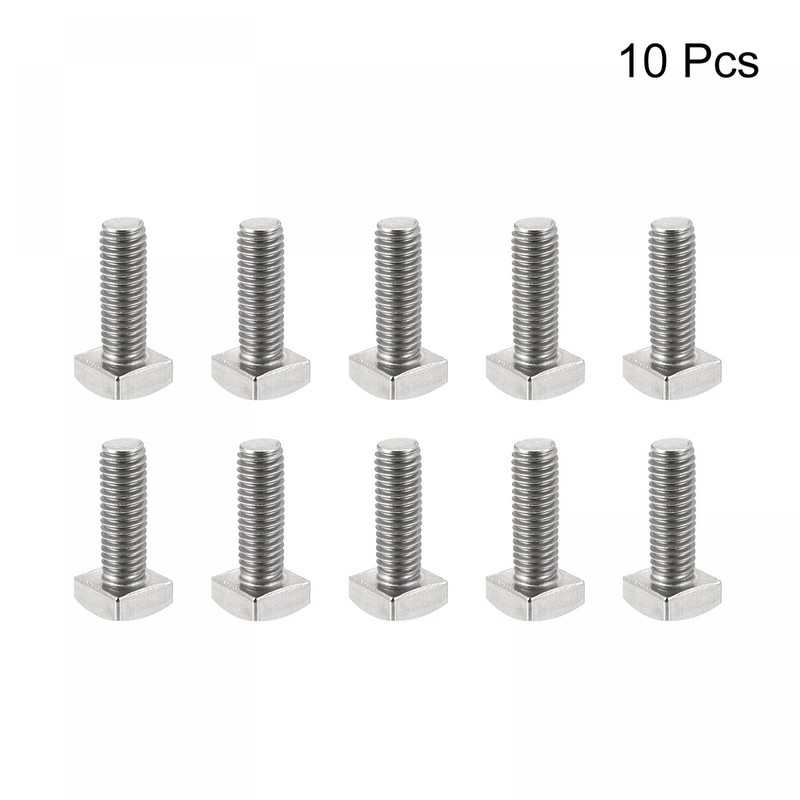 sourcing map Square Head Bolt, 10pcs M5x12mm Fully Thread 304