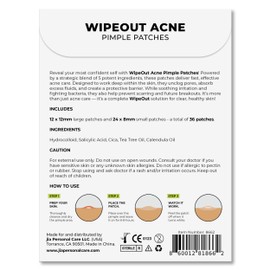 Jia Wipeout Acne Pimple Patches – Hydrocolloid, Salicylic Acid, Cica, Tea Tree Oil & Calendula Oil for Zits & Blemishes Treatment (144 Count (4 Packs))
