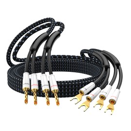 Tertullus 1 Pair of High-End Loudspeaker Cables OFC Silver-Plated with Banana Plug HiFi Speaker Cable for Home Cinema, Amplifier, Speaker, HiFi System (Banana Plug to Cable Lugs 3 m)