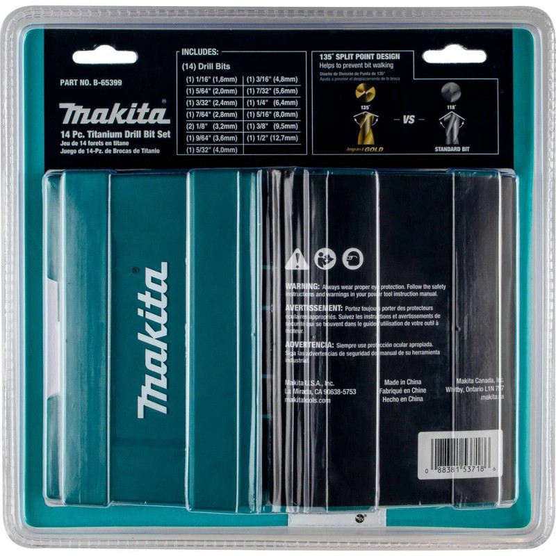 Makita B-65399 Impact Gold 14 Pc. Titanium Drill Bit Set,