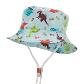 Zando Baby Sun Hat Toddler UPF 50+ Adjustable Baby Bucket Hat Wide Brim Toddler Bucket Hats for Boys Girls Infant Summer Caps B Dinosaur 6-12 Months