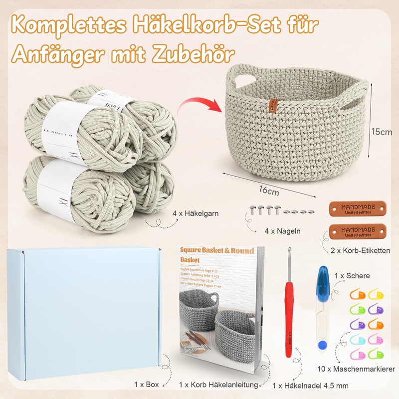 Coopay Crochet Set for Beginners, Round Baskets Crochet Set with