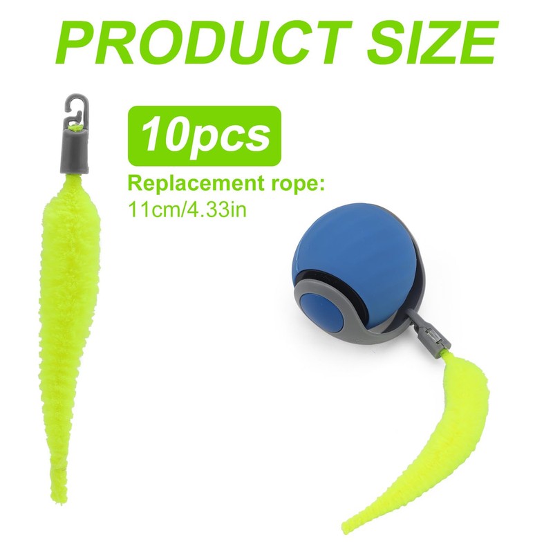 BOXOB 10stk Katzenball Schwanz, Nachfüllpackungen für Katzenstab-Spielzeugwürmer Interaktives Spielzeugschwanzzubehör Automatisch