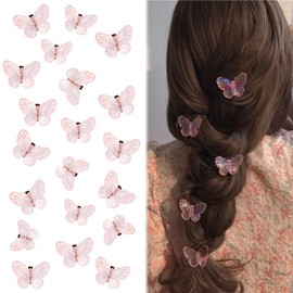 Cute Glitter Fairy Hair Clips for Girls and Women, CUBACO 20 Pcs Butterfly Clips and y2k Clear Accessories