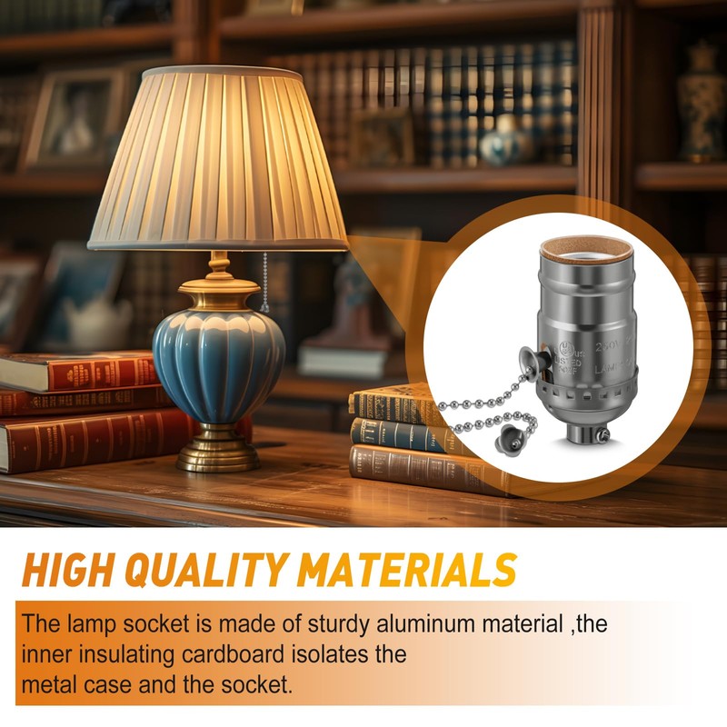 Saysurey 4 Pcs Pull Chain Lamp Socket Replacement, E26 Standard