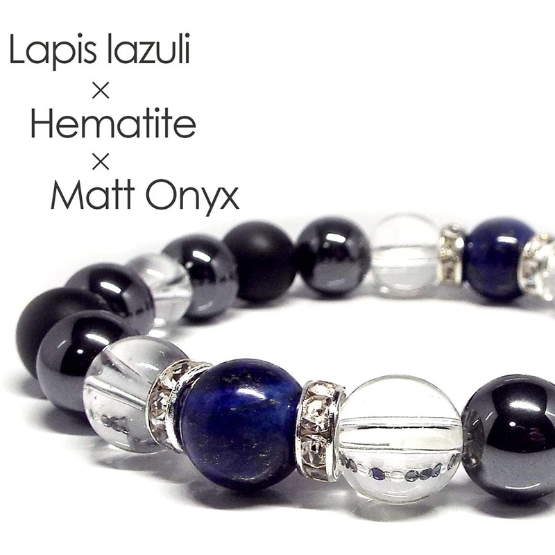 STONE KITCHEN Men’s Power Stone Bracelet, Lapis Lazuli, Hematite, Matte