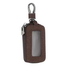 sourcing map Car Key Fob Cover Case Leather Universal Smart Car Key Holder with Key Ring & Keychain for Remote Key Fob, Khaki