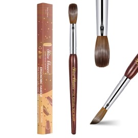 Shine Chance Acrylic Nail Art Brush Size 16, 100% Pure Kolinsky Hair Oval Nail Brush for Acrylic Application, Professional Nail Extension Manicure Tool Striping Nail Drawing Pen for DIY Home Salon