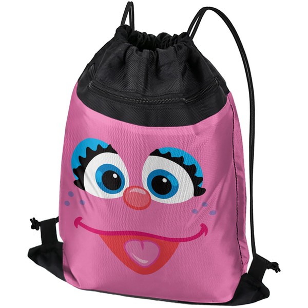 LOGOVISION Sesame Street Abby Cadabby Face Drawstring Backpack Sports Bag