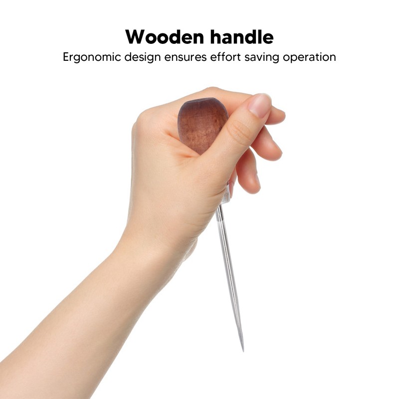 8Pcs Leather Awl Wooden Ergonomic Handle Stainless Steel Effort Saving