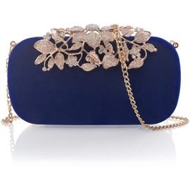 ILILAC Velvet Crystal Evening Bag Rhinestone Bride and Bridesmaid Wedding Prom Party Formal Clutch Purses for Women