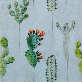 Colored Paper Napkins, 20 Count Shabby Chic Napkins for Wedding, Dinner Tea Party Shower Cocktail Napkins (Desert plants)