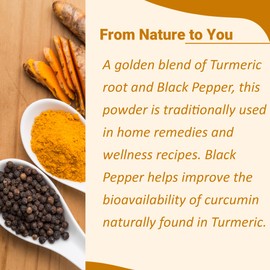 Mi Nature Turmeric Powder with Black Pepper, 454g (16oz)| Pure Curcuma Longa & Piper Nigrum| Traditional Superfood for Cooking and Natural Wellness Support